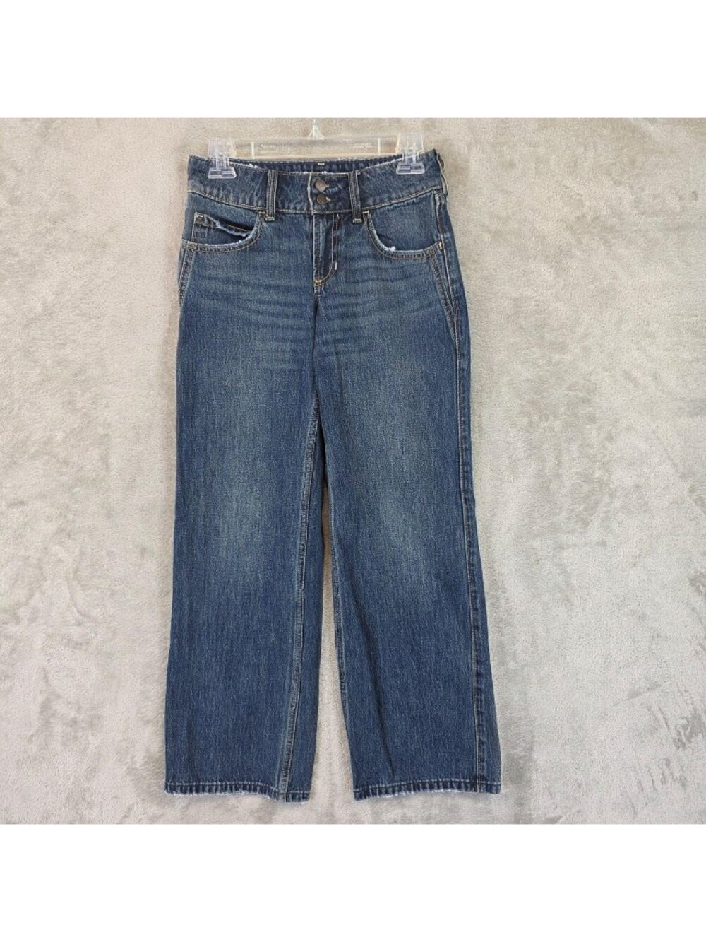 Hollister Low-Rise Baggy Straight Jeans Juniors 000S Blue Med Wash Relaxed Short